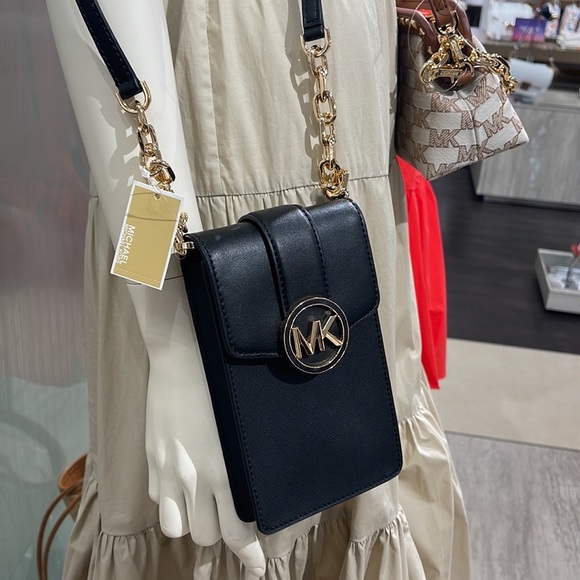 MICHAEL KORS CARMEN SMALL FAUX LEATHER PHONE CROSSBODY BAG - Picture 14 of 16